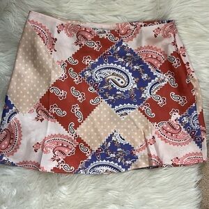 Cotton Candy Paisley Patchwork Skirt size medium Pink and Purple